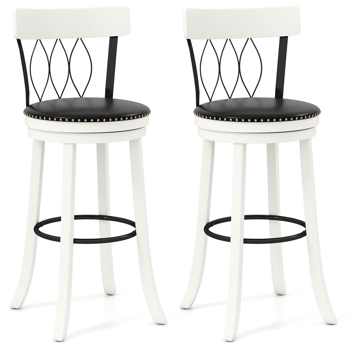 Goflame Swivel Bar Height Bar Chairs with Footrest