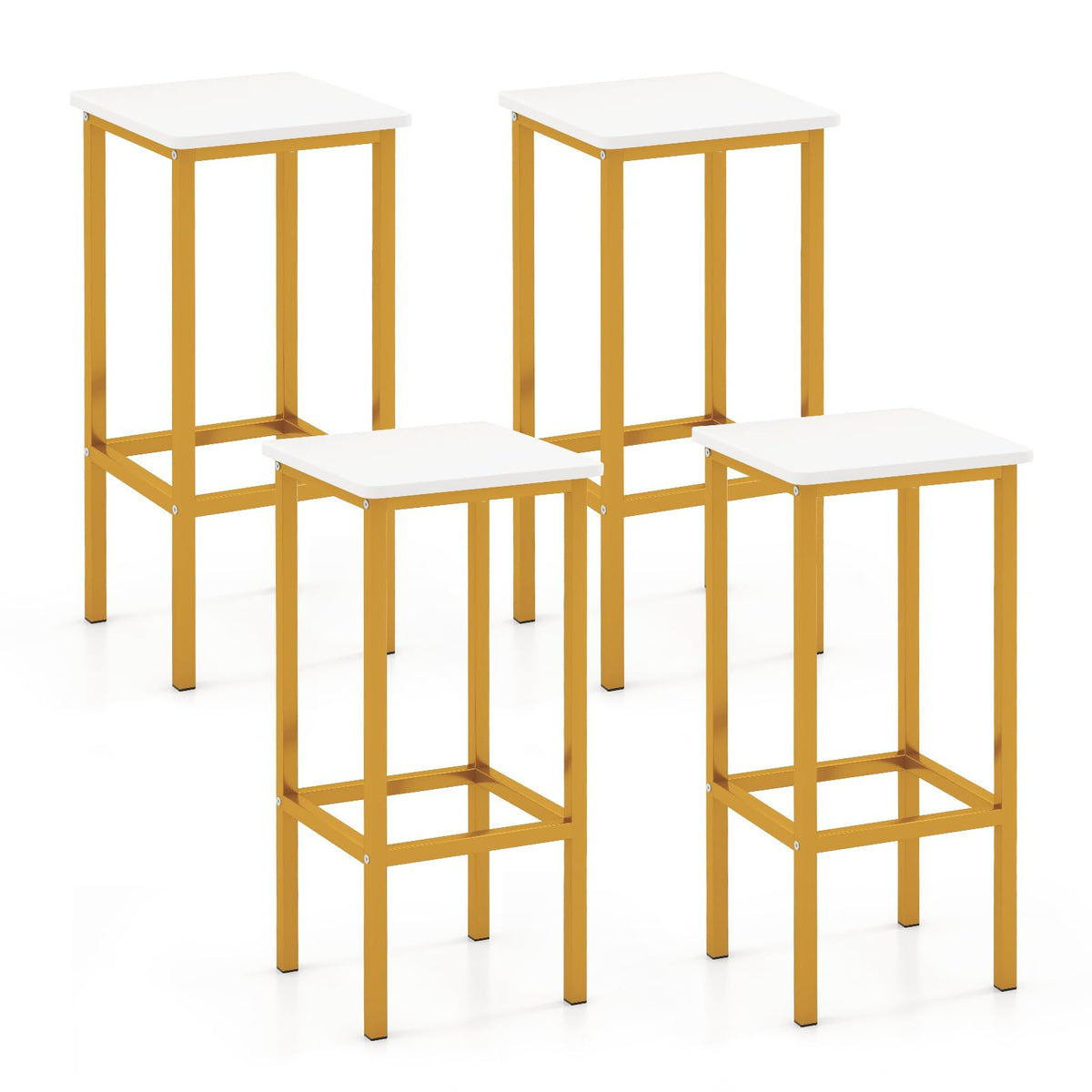 Goflame Bar Stools Set of 4, 26" Backless Barstools with Metal Legs & Footrest, Breakfast Bar Dining Chairs