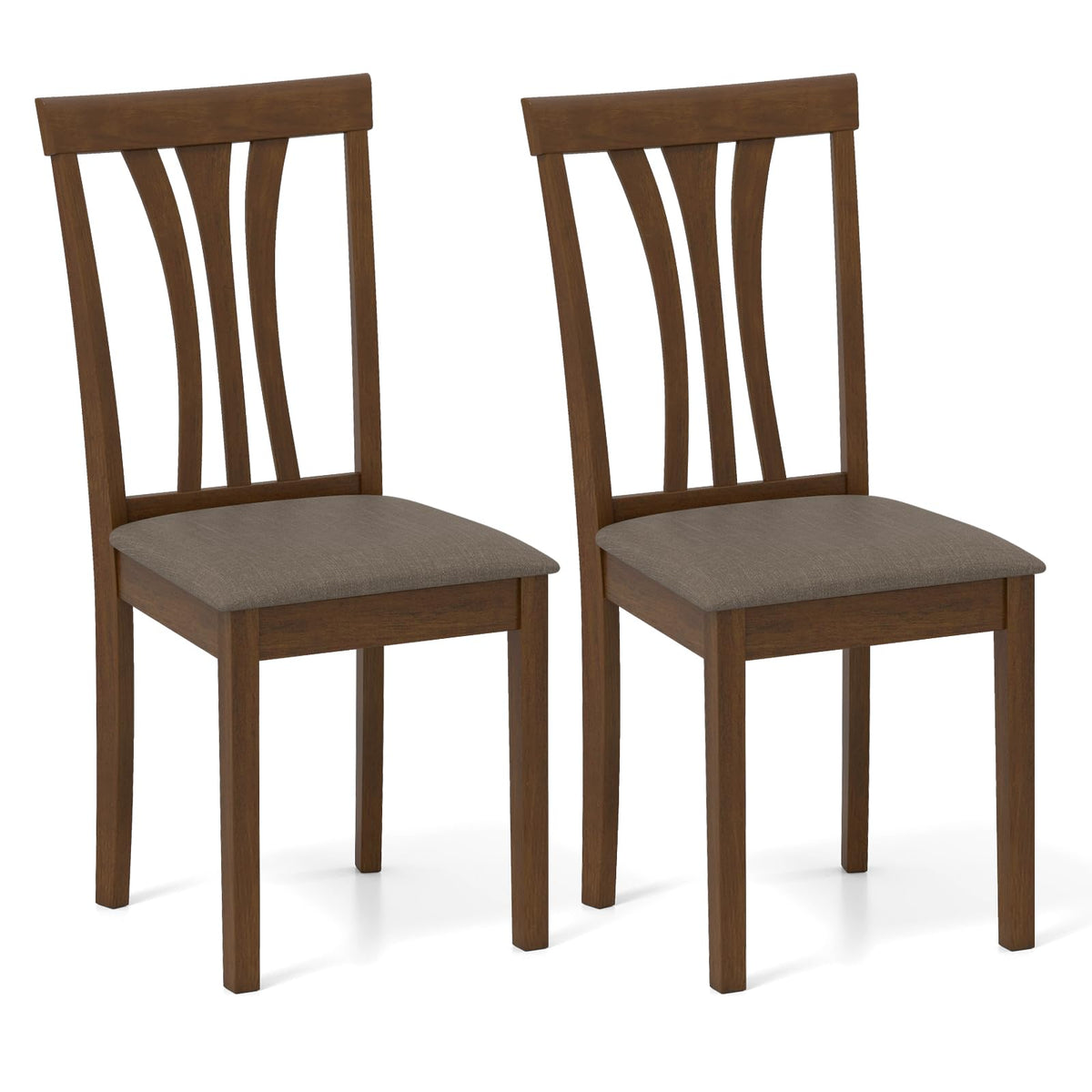 Goflame Wooden Dining Chairs Set of 2/4 Linen Fabric Upholstered Kitchen Armless Chair