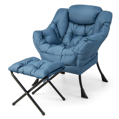 Goflame Modern Lazy Chair, Accent Contemporary Lounge Chair Polyester Fabric w/Steel Frame