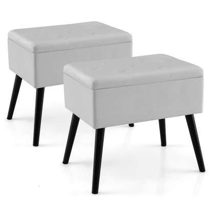 Goflame 20" Ottoman with Storage - Set of 1/2 Makeup Vanity Bench with Flip Top Storage