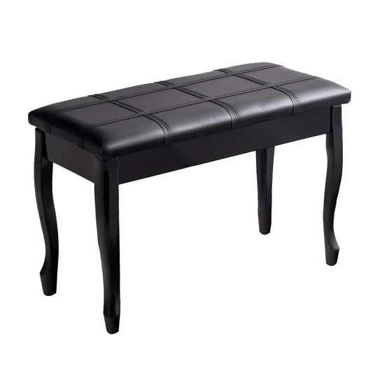 Piano Bench Stool with Padded Cushion and Music Storage, Heavy Duty Piano Duet Seat with PU Leather Padded Seat and Solid Wooden Legs