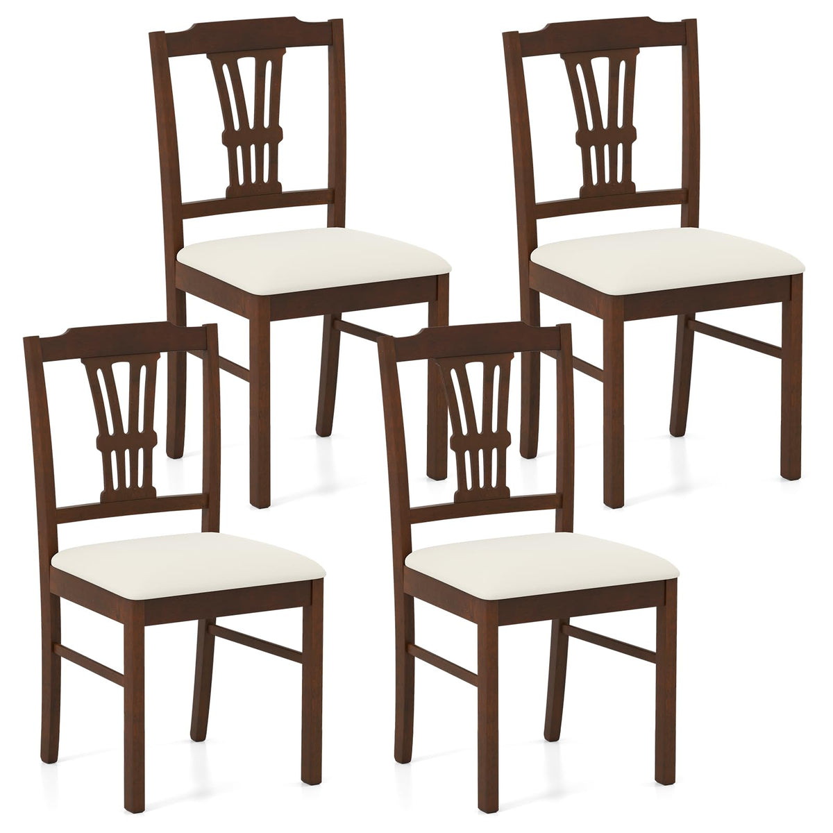 Goflame Wooden Dining Chairs Set of 2/4 Upholstered Kitchen Chairs