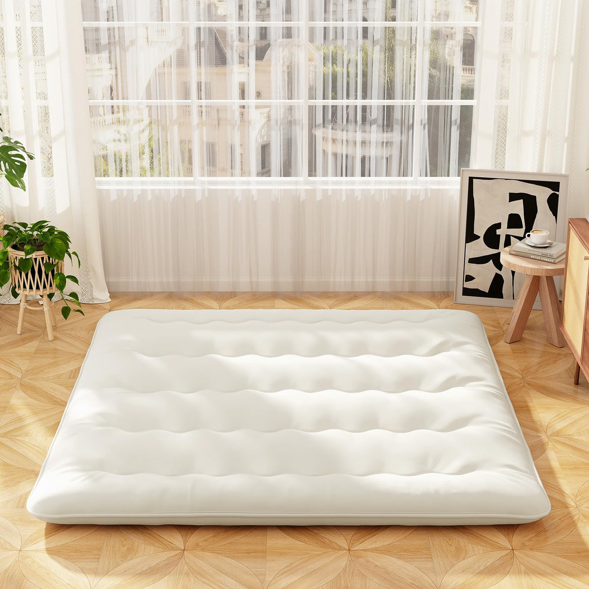 Goflame Japanese Floor Mattress, 4 Inch Futon Mattress with Washable Cover & Storage Bag
