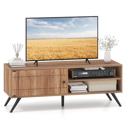 Goflame Mid-Century Modern Entertainment Center with Storage Cabinet