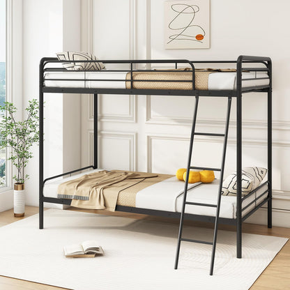 Goflame Metal Bunk Bed Twin Over Twin, Heavy Duty Twin Bunk Beds with Inclined Ladder & Safety Guardrails
