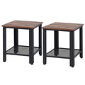 Goflame Nightstand Side Table 2-Tier W/Adjustable Feet, Storage Shelf and Metal Frame