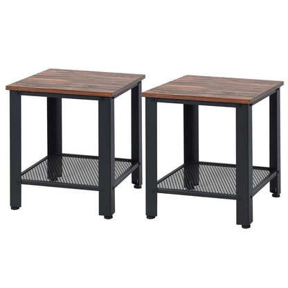 Goflame Nightstand Side Table 2-Tier W/Adjustable Feet, Storage Shelf and Metal Frame