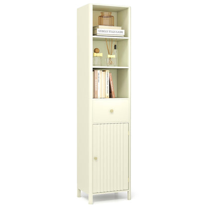 Goflame 67 Inch Tall Bathroom Cabinet, Narrow Floor Cabinet with Fluted Door