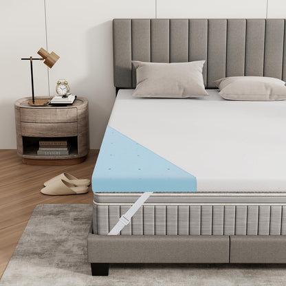 Goflame 3 Inch Twin Memory Foam Mattress Topper, Gel Infused Topper with Removable Cover