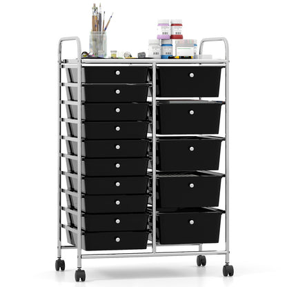 Goflame Rolling Storage Cart 15-Drawer Trolley with Chrome Plated Metal Frame