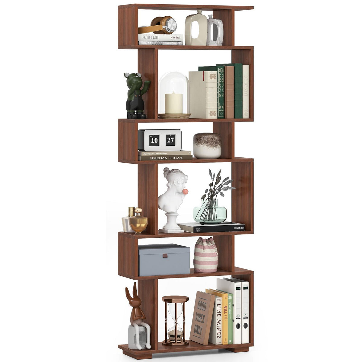 Goflame S Shaped Bookcase with 2 Anti Tipping Kits