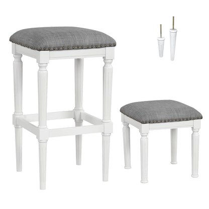 Goflame Bar Stools Set of 2, 3-Height Adjustable 19"/27"/31" Wood Barstools with Padded Seat