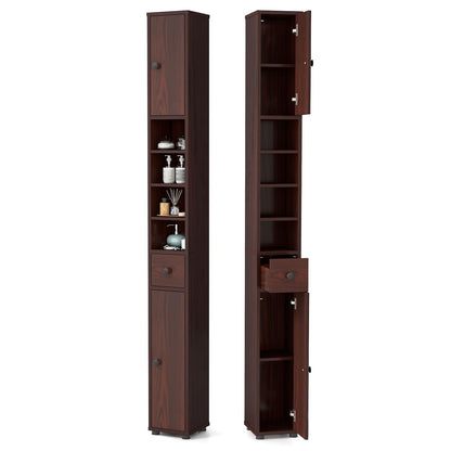 Goflame Slim Bathroom Storage Cabinet - 71" Tall Narrow Floor Cabinet Cupboard with 2 Doors
