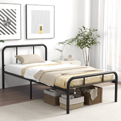 Goflame Twin Size Bed Frame, Modern Metal Platform Bed with Headboard and Footboard, Heavy Duty Steel Slat Support Mattress Foundation