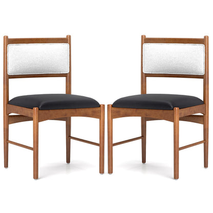 Goflame Wooden Dining Chairs, Upholstered Kitchen Chairs w/Rubber Wood Frame & Faux Leather Padded Seat