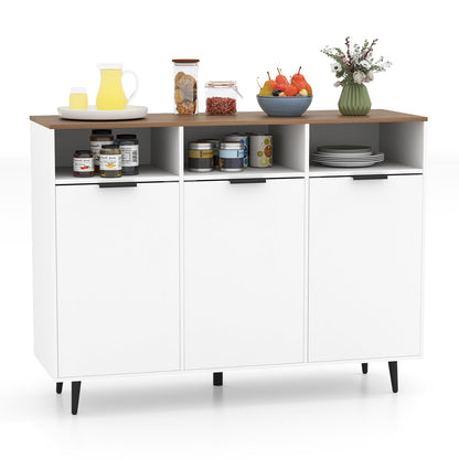 Goflame Sideboard Cabinet - 47” Buffet Cabinet with Storage Compartments, Countertop