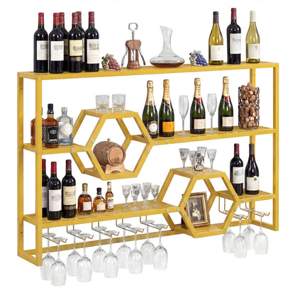 Goflame Wall Mounted Wine Rack 47” Large Floating Bar Shelves