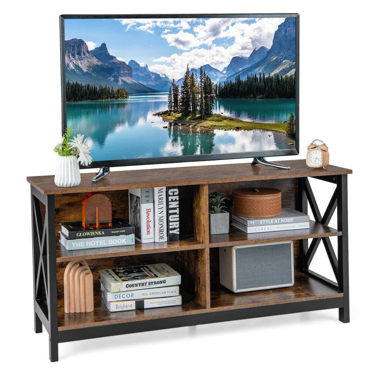 Goflame TV Stands for Living Room - 3-Tier Media Console Table with Storage Shelves