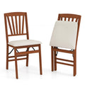 Goflame Folding Dining Chairs Set of 2/4, Modern Kitchen Chairs w/Padded Seat & Slatted Backrest, Rubber Wood Frame