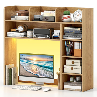 Goflame 35.5" Desktop Bookshelf with LED Lights