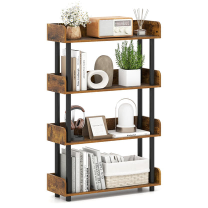 Goflame 4-Tier Freestanding Bookcase with Anti-Tipping Kit | 4 Shelf Bookcase for Living Room Bedroom Study