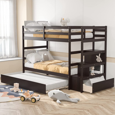 Goflame Twin-Over-Twin Bunk Bed with Trundle