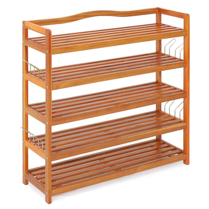 Goflame 5-Tier Wood Shoe Rack Entryway Shoe Shelf Storage Organizer for Hallway, 33"Lx10"Wx32"H
