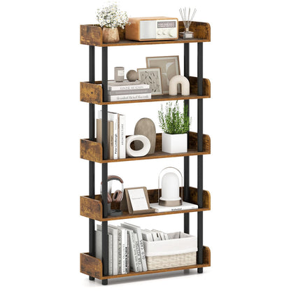 Goflame 5-Tier Bookshelf with Anti-Tipping Kit & Open Storage Organizer for Living Room Bedroom