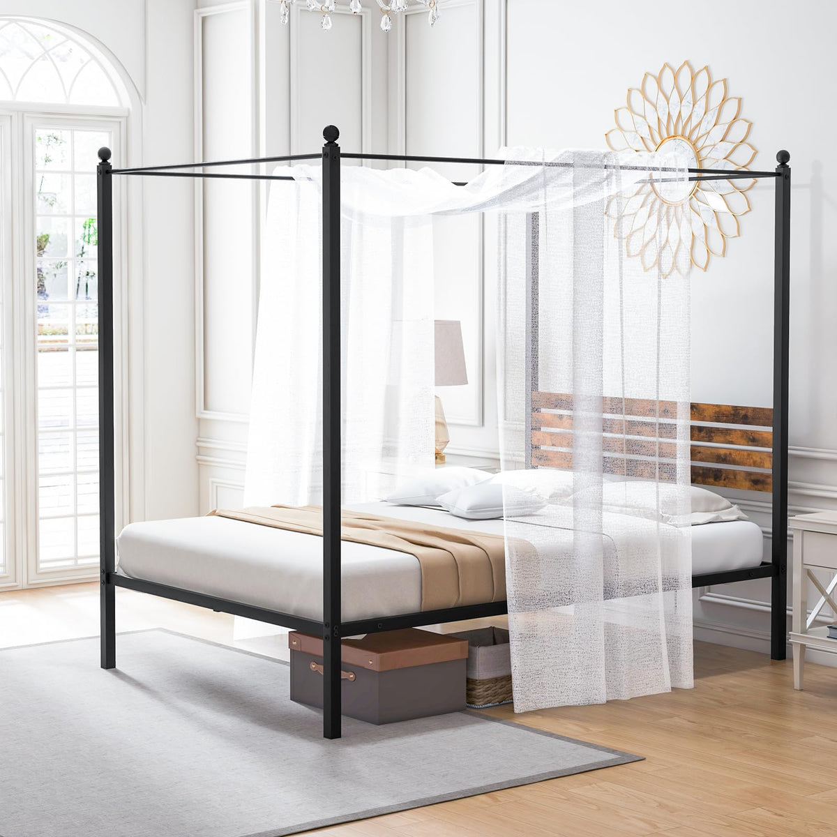 Goflame Queen/Full/Twin Size Metal Canopy Bed Frame