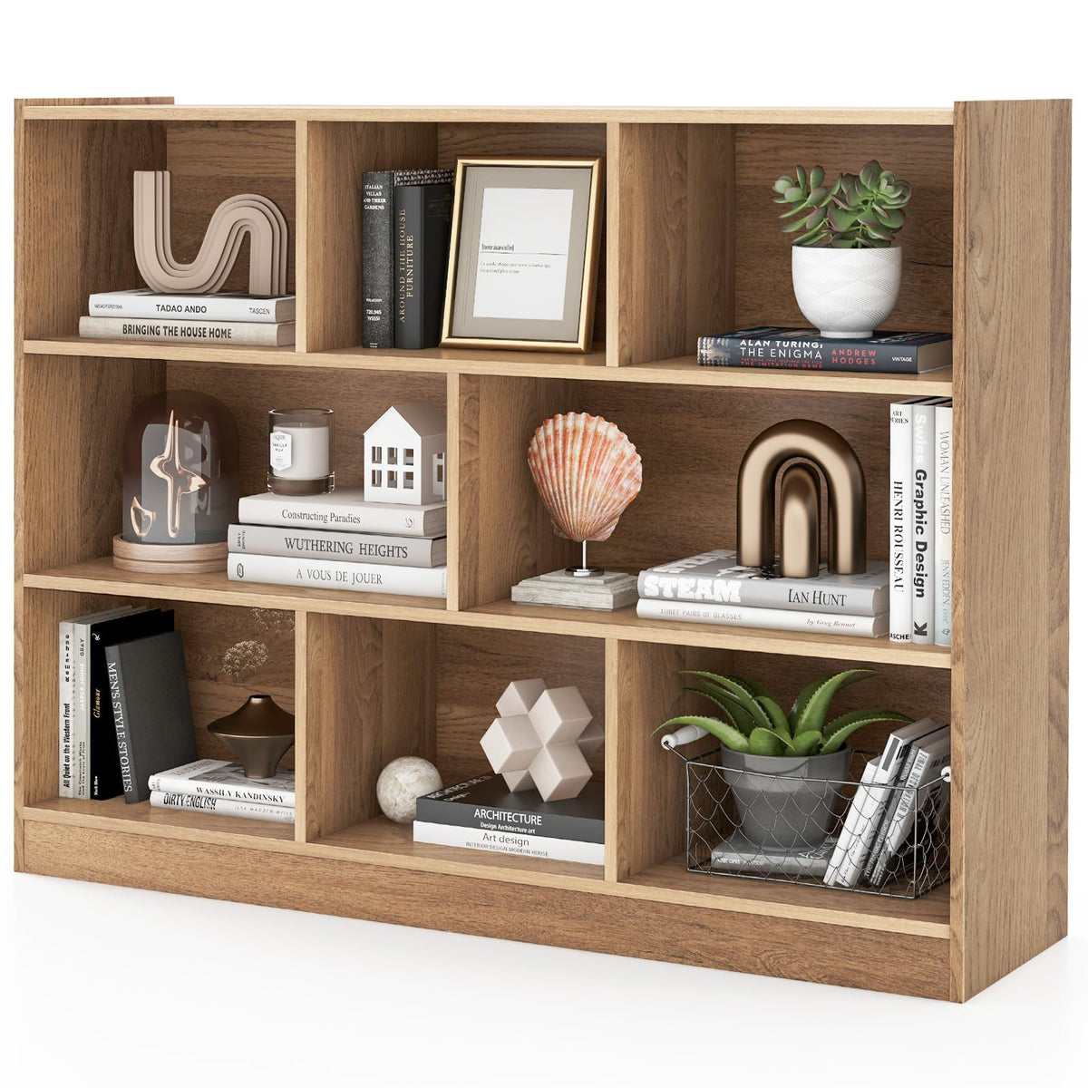 Goflame 8 Cube Bookcase, Freestanding 3-Tier Open Bookshelf