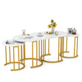 Goflame Nesting Coffee Table Set of 3, Stacking Side Tables with Faux Marble Tabletop & Gold Metal Frame