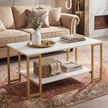 Goflame 2-Tier 39.5" Coffee Table with Storage