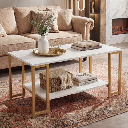 Goflame 2-Tier 39.5" Coffee Table with Storage