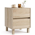 Goflame Modern Wood Night Stand w/2 Storage Drawers (1/2)