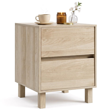 Goflame Modern Wood Night Stand w/2 Storage Drawers (1/2)