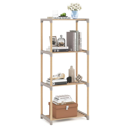 Goflame 4-Tier Bookshelf | Pine Wood Bookcase with Open Shelves