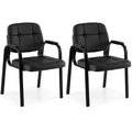 Goflame Leather Office Reception Chairs with Padded Armrests
