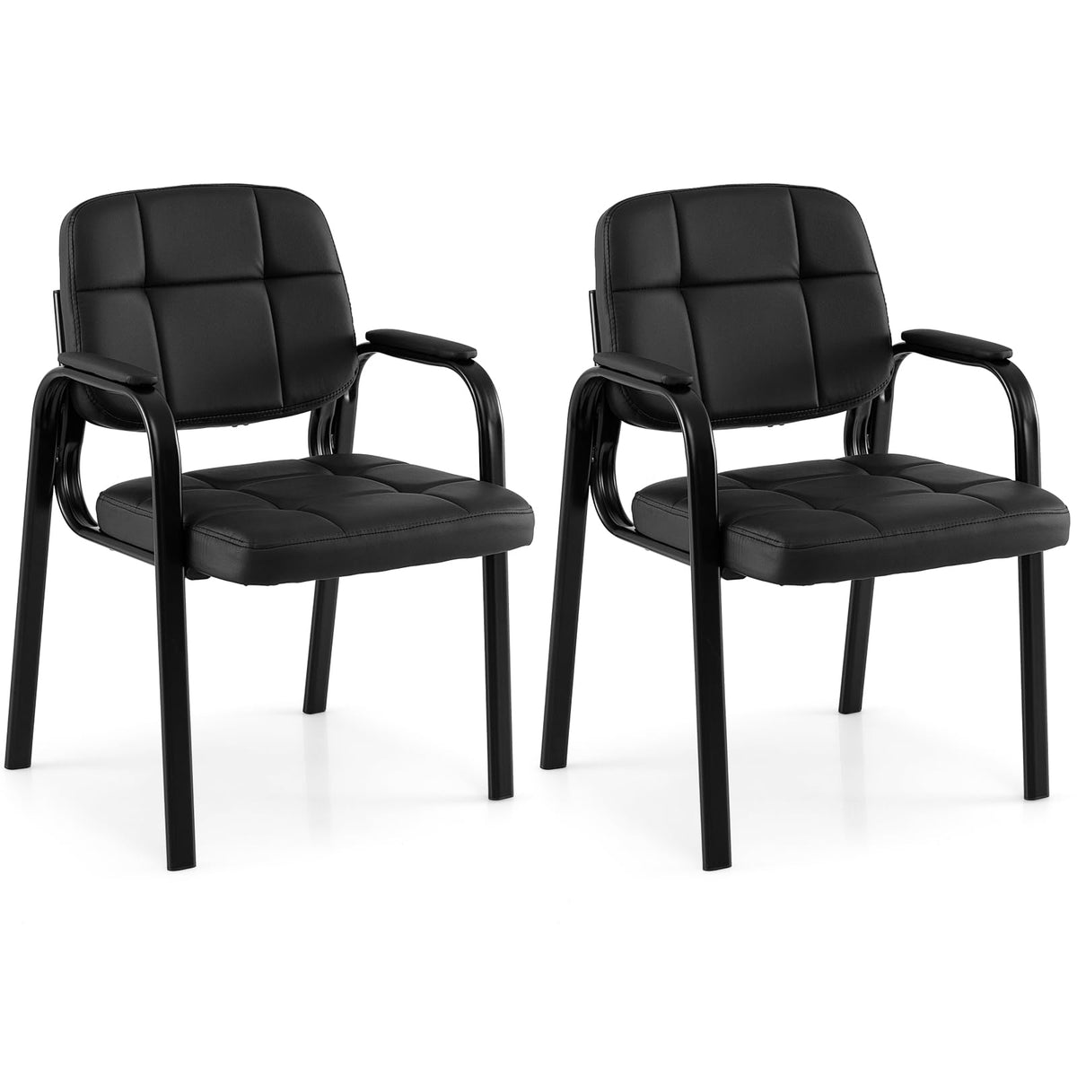 Goflame Leather Office Reception Chairs with Padded Armrests