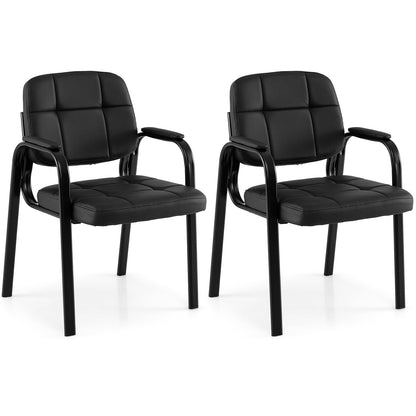 Goflame Leather Office Reception Chairs with Padded Armrests