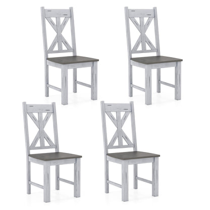 Goflame Retro Wooden Dining Chairs Set, Farmhouse Kitchen Chairs w/Rubber Wood Frame, Elegant Hollowed Backrest
