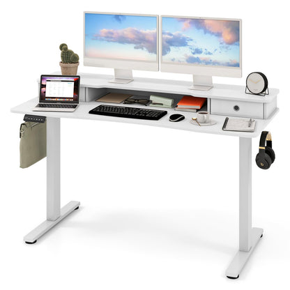 Goflame Electric Standing Desk with 2 Drawers, 48" /55"x 24" Height Adjustable Electric Stand Up Desk with Storage Shelf