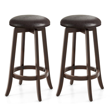 Goflame Bar Stools Set， 29"/ 24" Bar Height Bar Stools w/ 360° Swivel Round Seat & Footrest