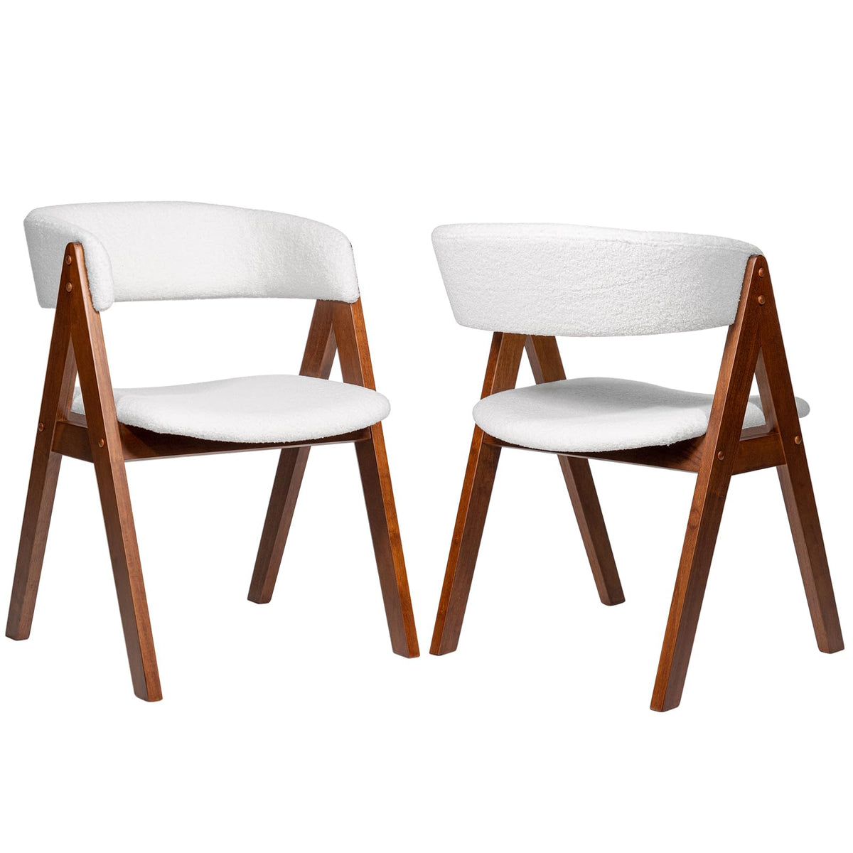 Goflame Wooden Dining Chairs Set of 2/4 Modern Sherpa Upholstered Kitchen Chair