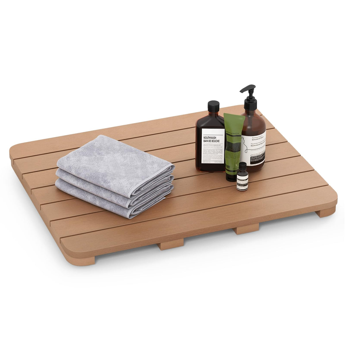 Goflame Waterproof Bath Mat, Shower Mat for Bathroom Inside, Outdoor HIPS Floor Mat with Non Foot Pads