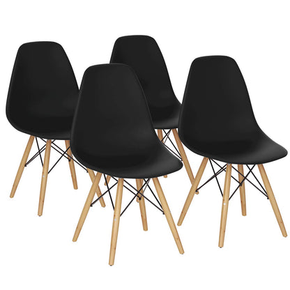 Goflame Dining DSW Chairs with Linen Cushion, Modern Mid Century Shell Chairs w/ Wood Legs