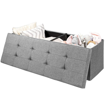 Storage Ottoman Bench, Folding Foot Rest 43.5'' with Divider