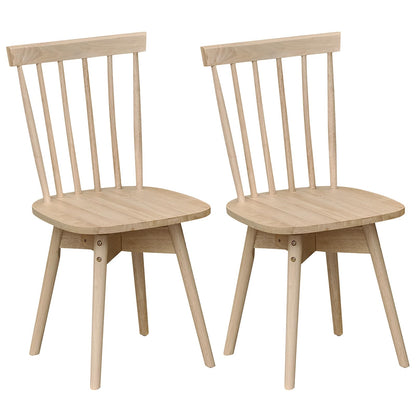 Goflame Windsor Mid Century Rubber Wood Kitchen Chairs with Swivel Seat & Spindle Back (2/4)
