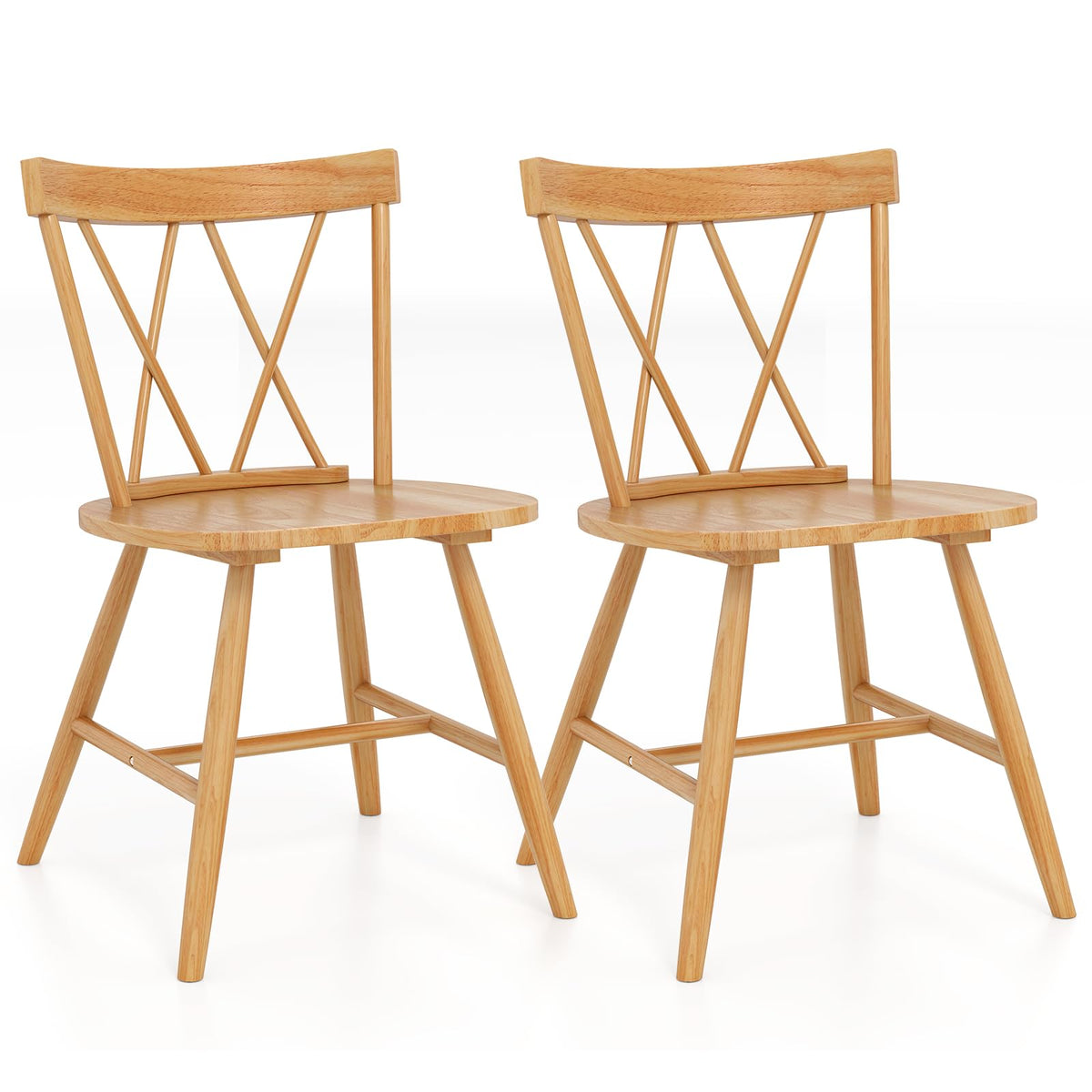 Goflame Wooden Dining Chairs Set of 2/4, Farmhouse Windsor Kitchen Chairs w/Cross Back, Wide Seat