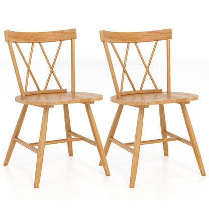 Goflame Wooden Dining Chairs Set of 2/4, Farmhouse Windsor Kitchen Chairs w/Cross Back, Wide Seat